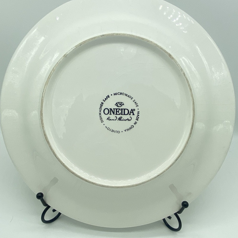 Oneida Oliveto Hand-Painted Dinner Plates Set Of 2 - 11" Mediterranean‎ Vintage - Picture 9 of 12